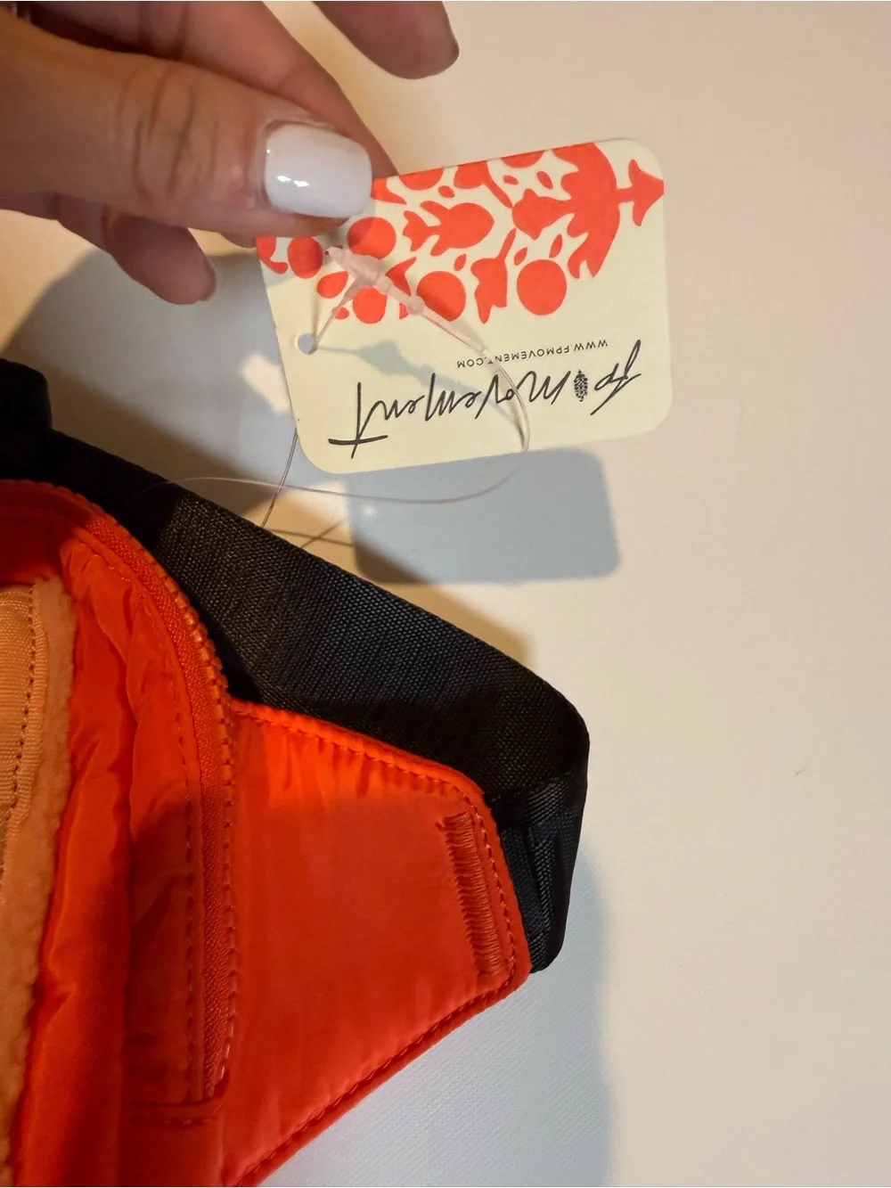 NWT FP Movement Quilted Muff Sling Bag Flame Red Sherpa Hand Warmer